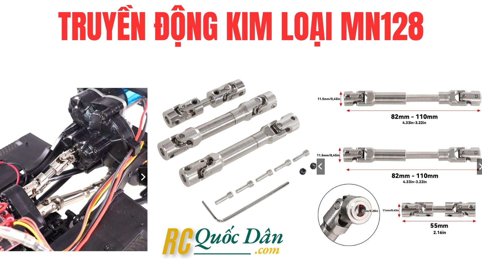 Trục truyền động - các đăng kim loại MN128 - rc quốc dân